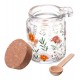 Pote 240ml Redondo De Vidro Com Tampa E Colher De Bambu Flora